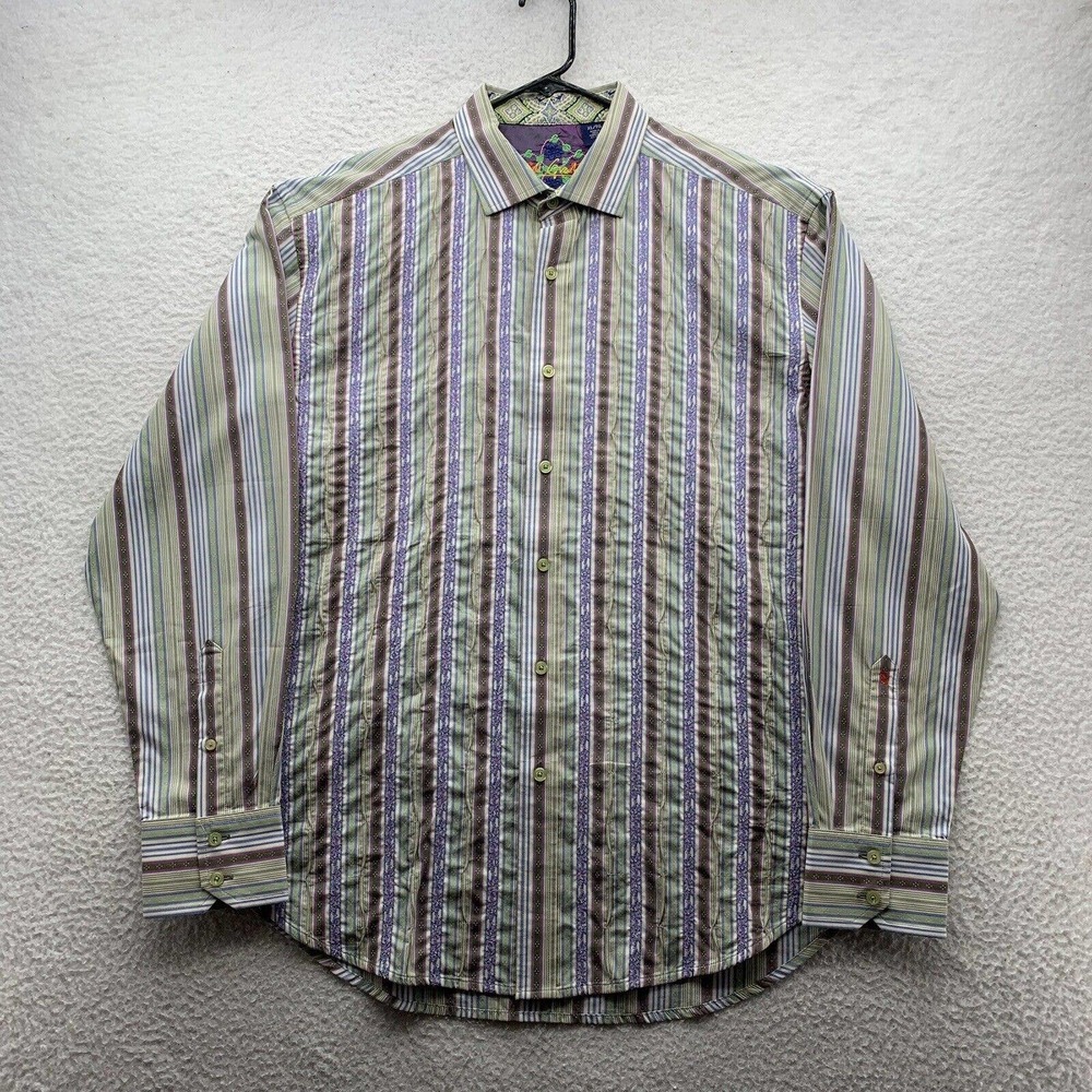 Robert Graham Dress Shirt Mens XL Colorful Preppy Textured Floral‎ Club Party